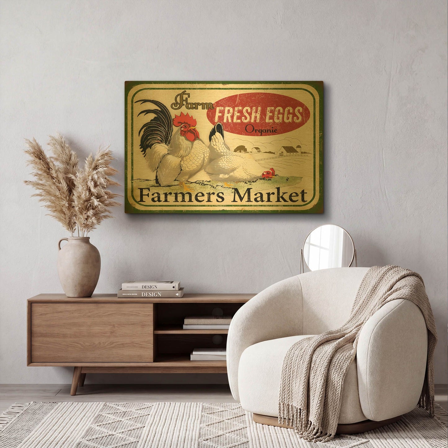 'Farm Fresh Eggs A' By Jean Plout Gold Metal Wall Art