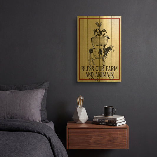 'Farm Signs E' By Jean Plout Gold Metal Wall Art