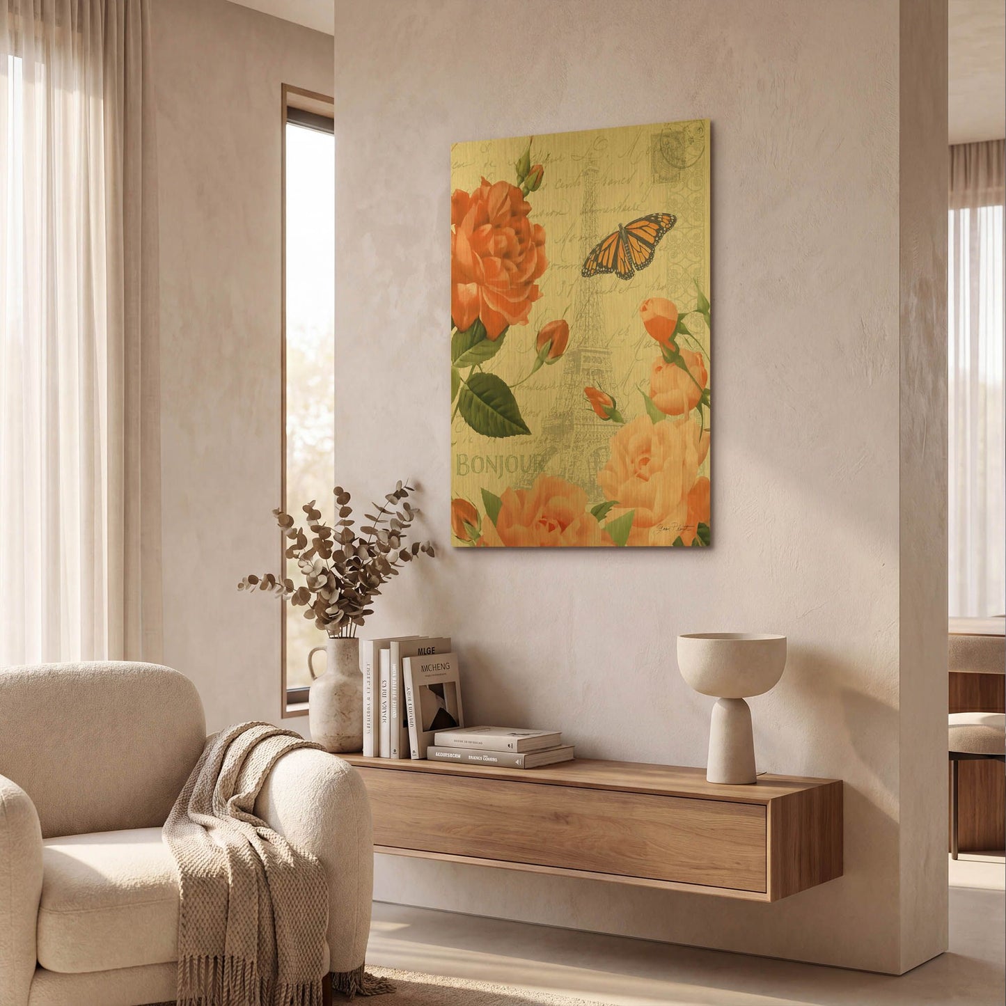 'Fleurs Francaises B' By Jean Plout Gold Metal Wall Art