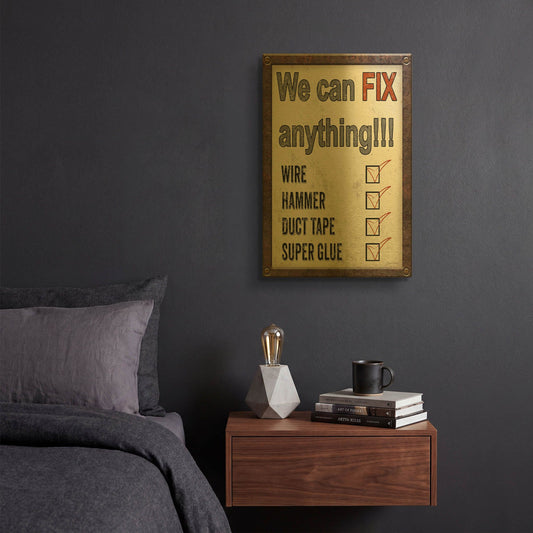 'Garage Sign Collection A' By Jean Plout Gold Metal Wall Art