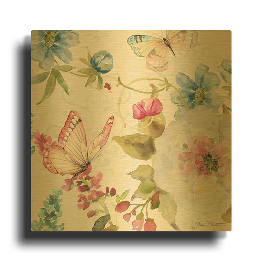 'Garden Bliss 8' By Jean Plout Gold Metal Wall Art