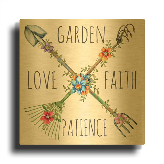 'Garden Inspiration B' By Jean Plout Gold Metal Wall Art