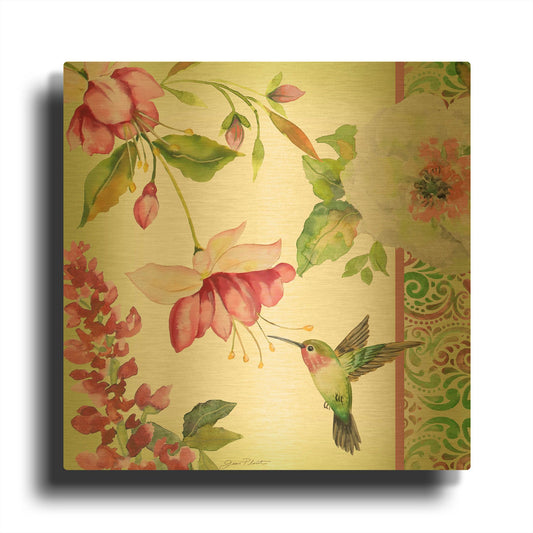 'Garden Party B' By Jean Plout Gold Metal Wall Art