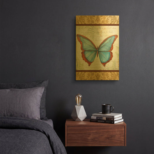 'Golden Tapestry Butterfly' By Jean Plout Gold Metal Wall Art
