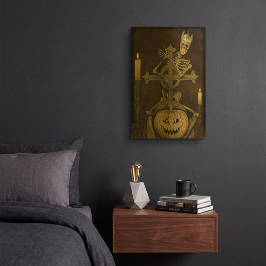 'Halloween Graveyard A' By Jean Plout Gold Metal Wall Art