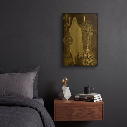 'Halloween Graveyard F' By Jean Plout Gold Metal Wall Art
