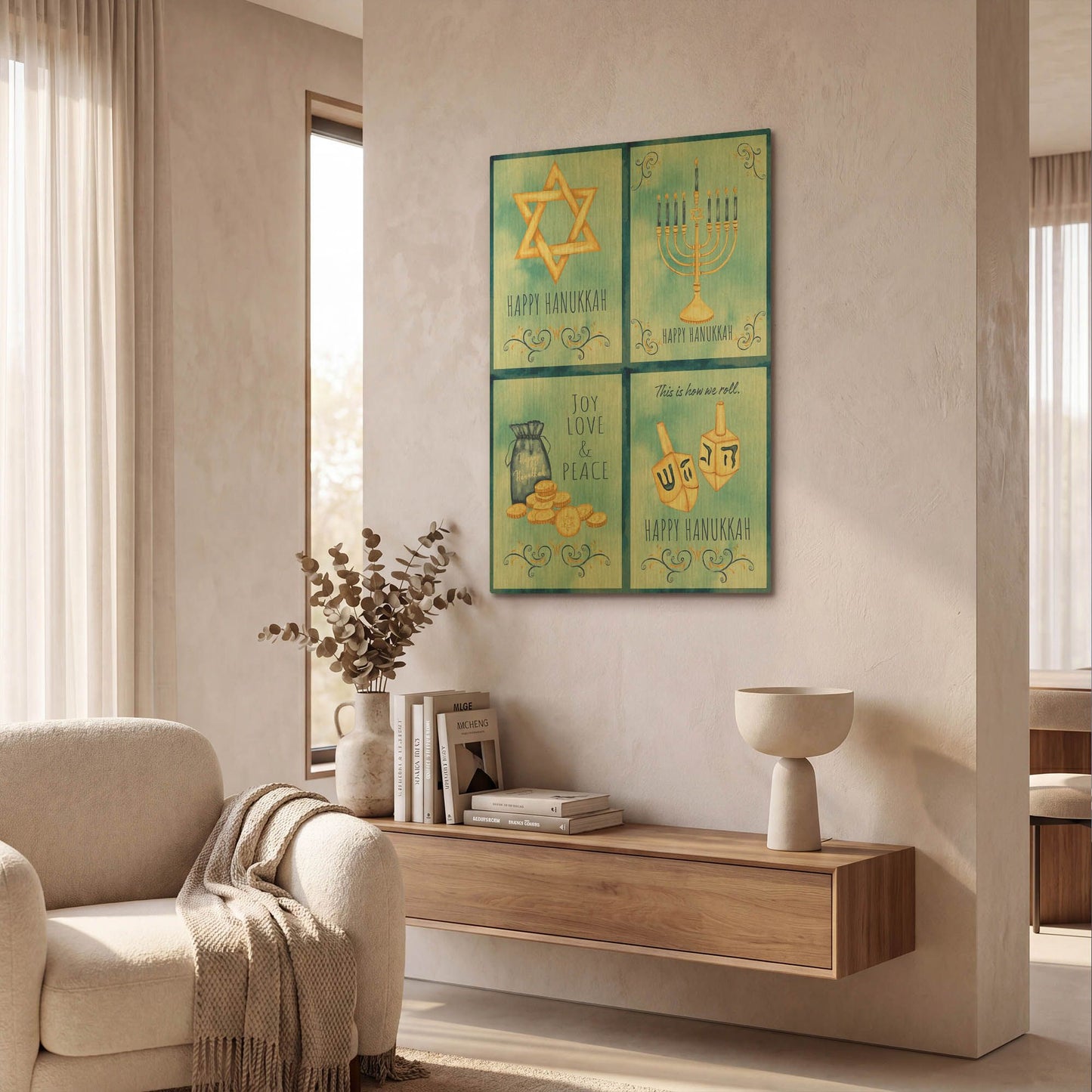 'Hanukkah Collage' By Jean Plout Gold Metal Wall Art