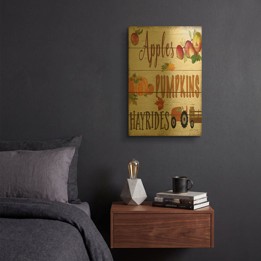 'Hayrides B' By Jean Plout Gold Metal Wall Art