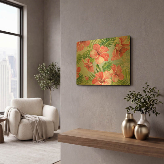 'Hibiscus Paradise B' By Jean Plout Gold Metal Wall Art