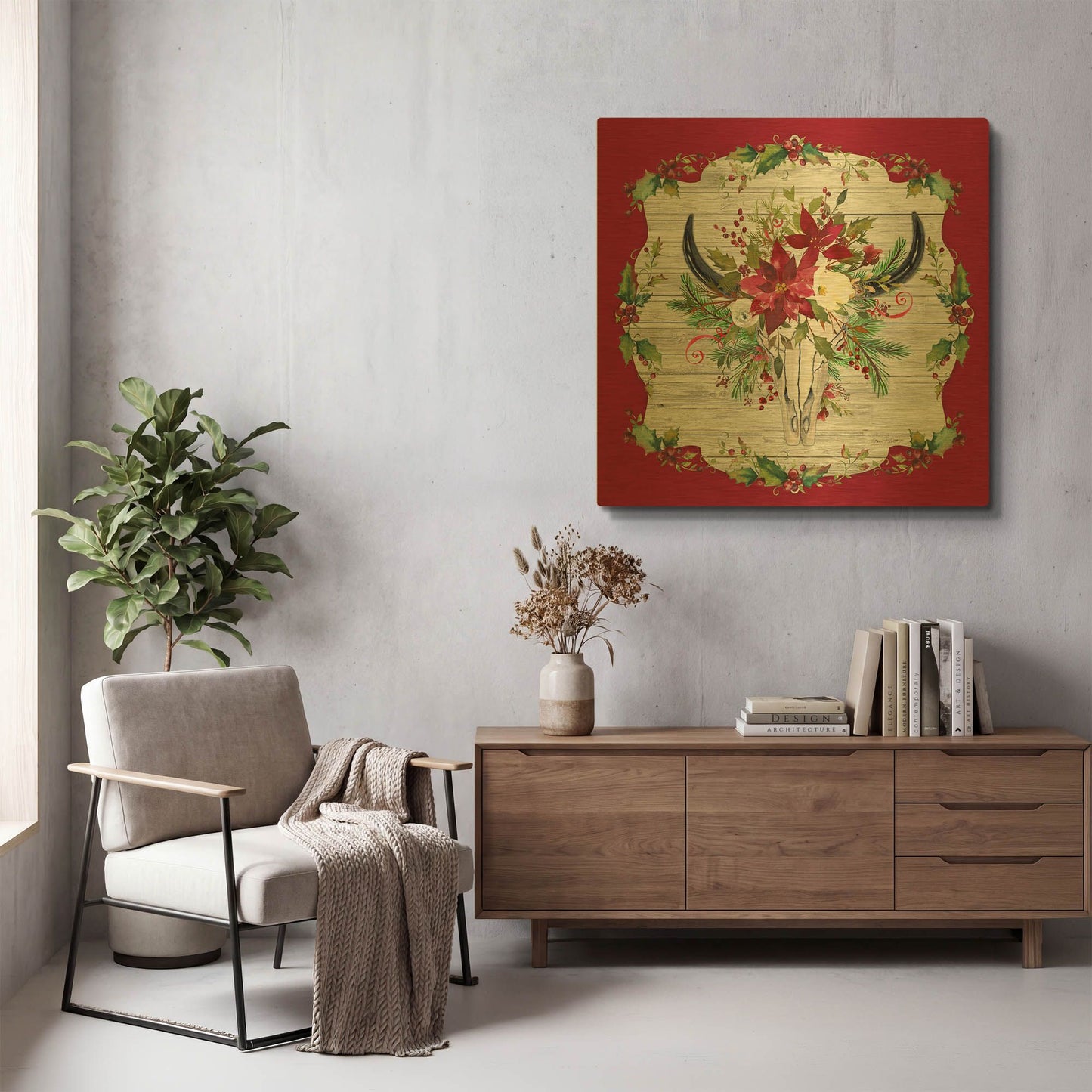 'Holiday Treasures C' By Jean Plout Gold Metal Wall Art
