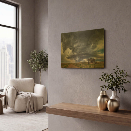 'Pawnee School Storm' By Darren White Gold Metal Wall Art