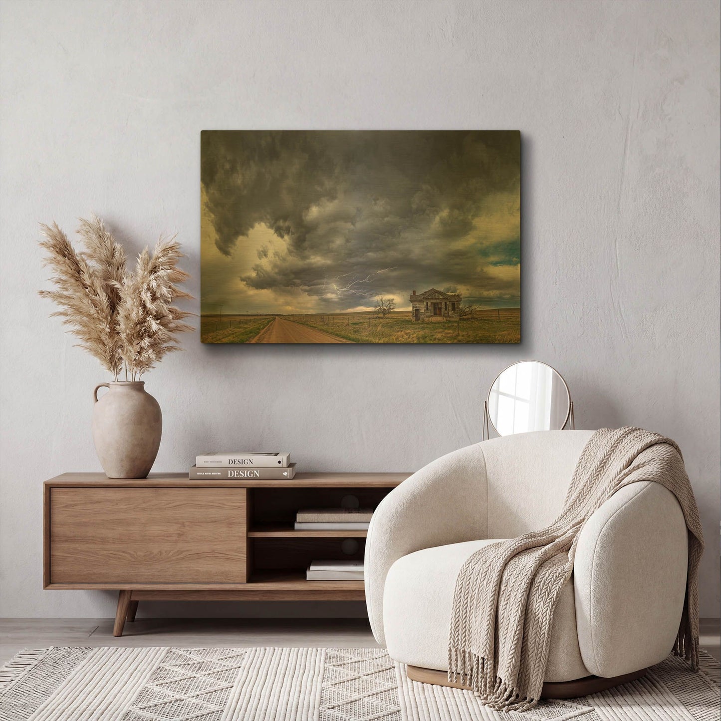 'Pawnee School Storm' By Darren White Gold Metal Wall Art