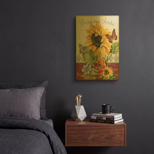 'Jaime Mon Jardin 7' By Jean Plout Gold Metal Wall Art