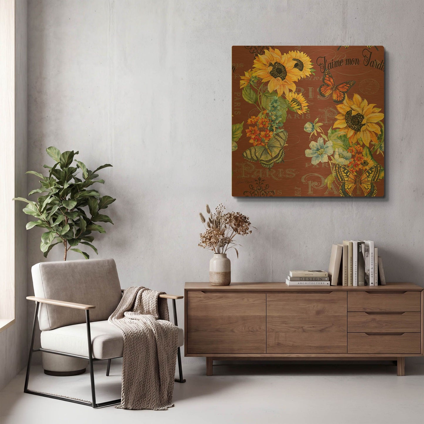 'Jaime Mon Jardin 8' By Jean Plout Gold Metal Wall Art