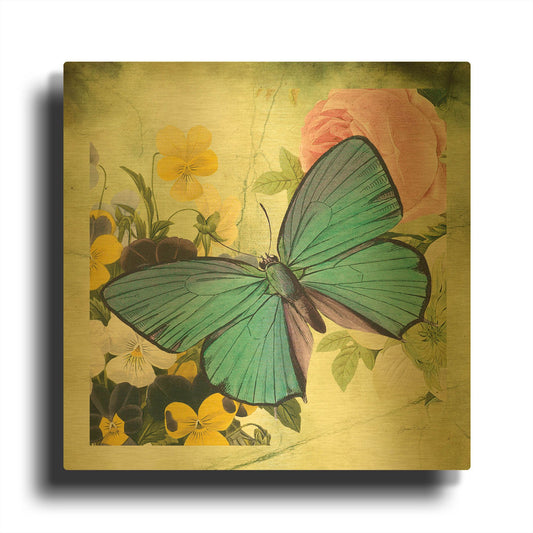 'Butterfly Visions With Bleed' By Jean Plout Gold Metal Wall Art