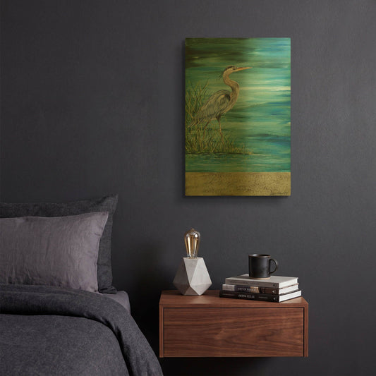 'Great Blue Heron 2' By Jean Plout Gold Metal Wall Art