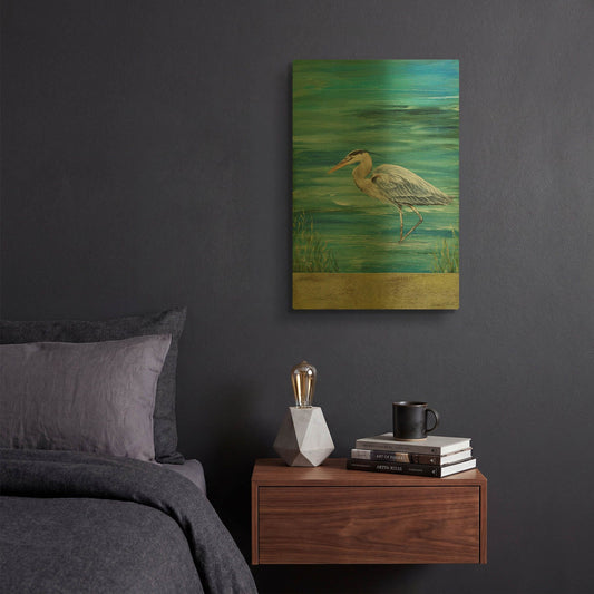 'Great Blue Heron 1' By Jean Plout Gold Metal Wall Art