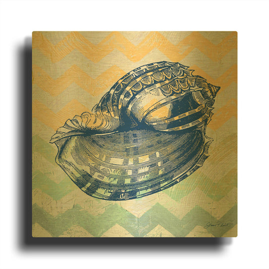 'Sea Creatures Shell C' By Jean Plout Gold Metal Wall Art