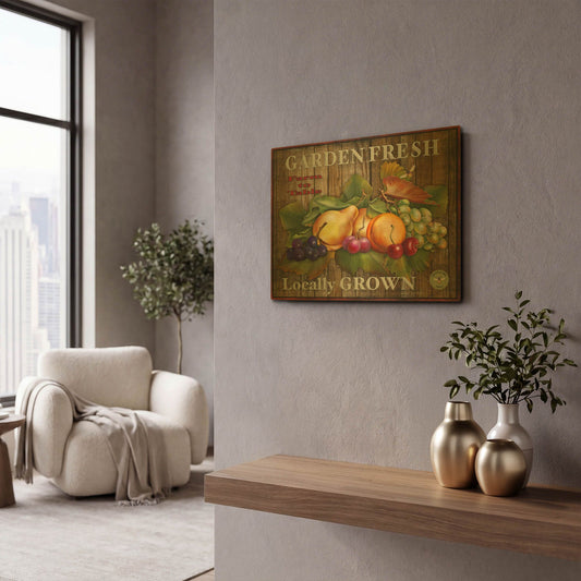 'Farm Fresh VI' By Jean Plout Gold Metal Wall Art