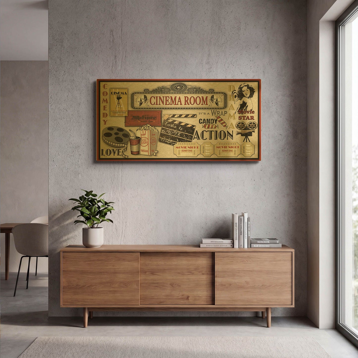 'Cinema Room Light' By Jean Plout Gold Metal Wall Art