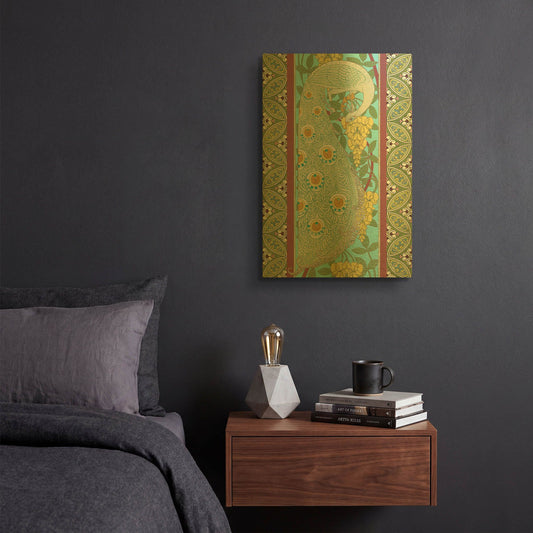 'Peacock B' By Jean Plout Gold Metal Wall Art