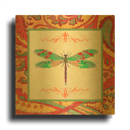 'Paisley Madness A' By Jean Plout Gold Metal Wall Art