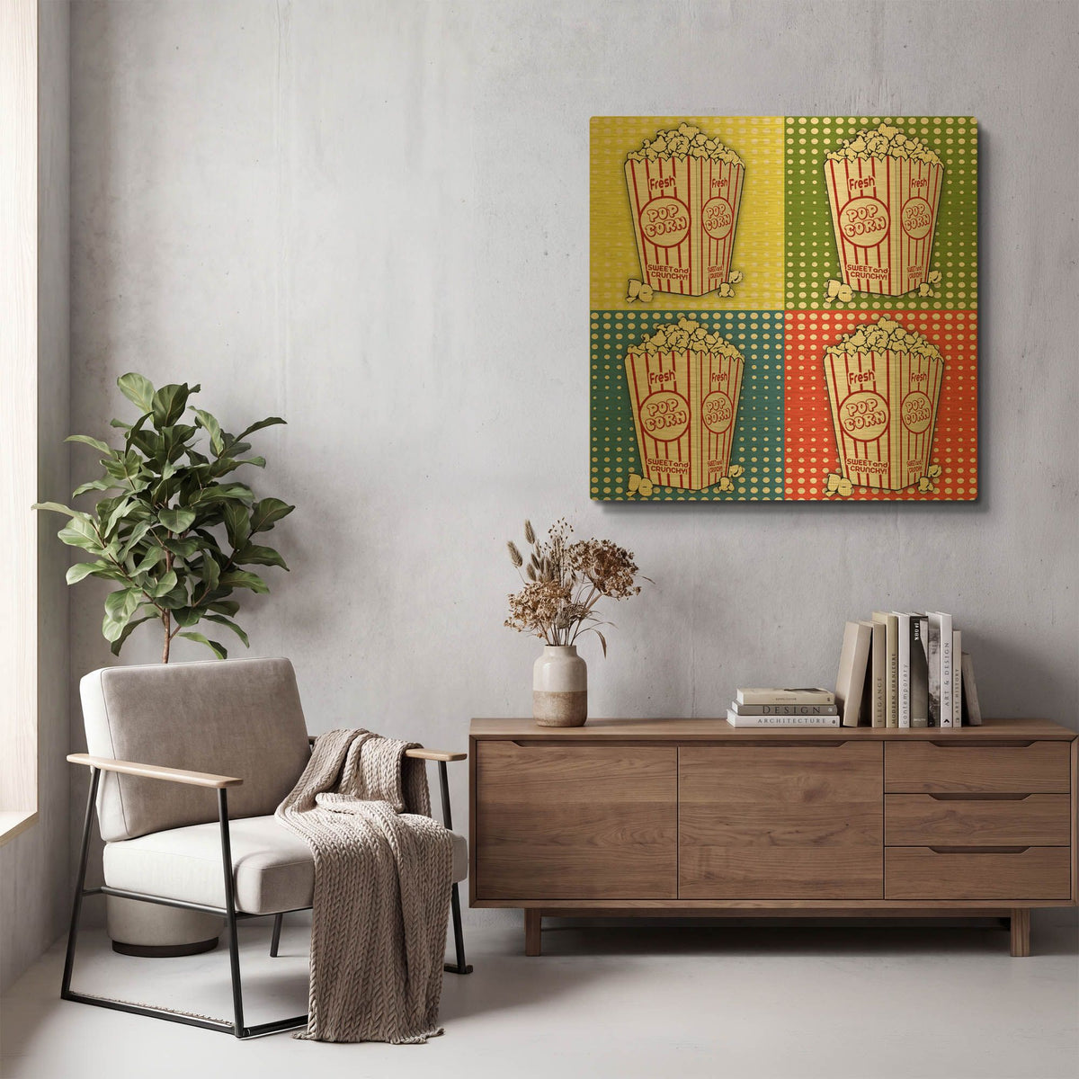 'Popcorn Pop Art 1' By Jean Plout Gold Metal Wall Art