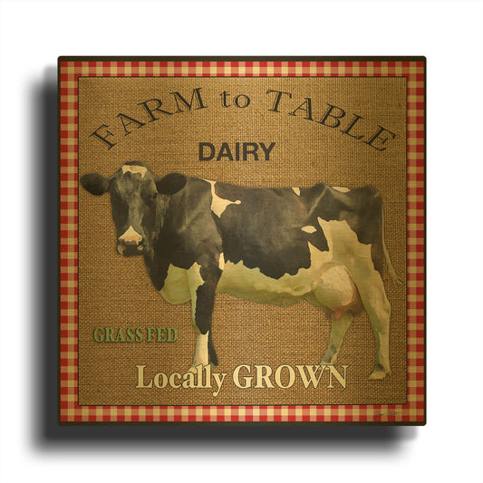 'Farm To Table Dairy' By Jean Plout Gold Metal Wall Art