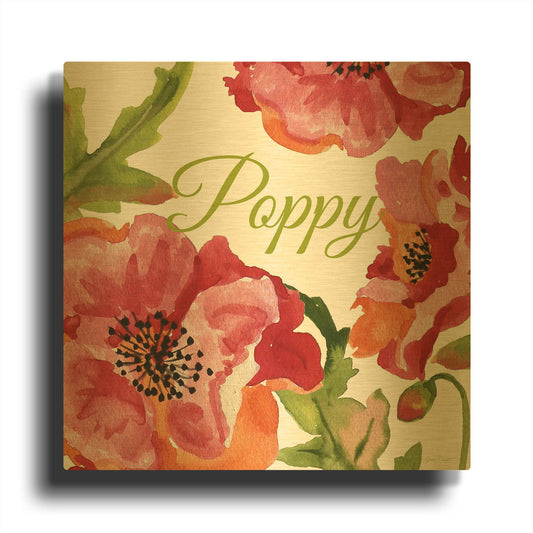 'Poppy A' By Jean Plout Gold Metal Wall Art