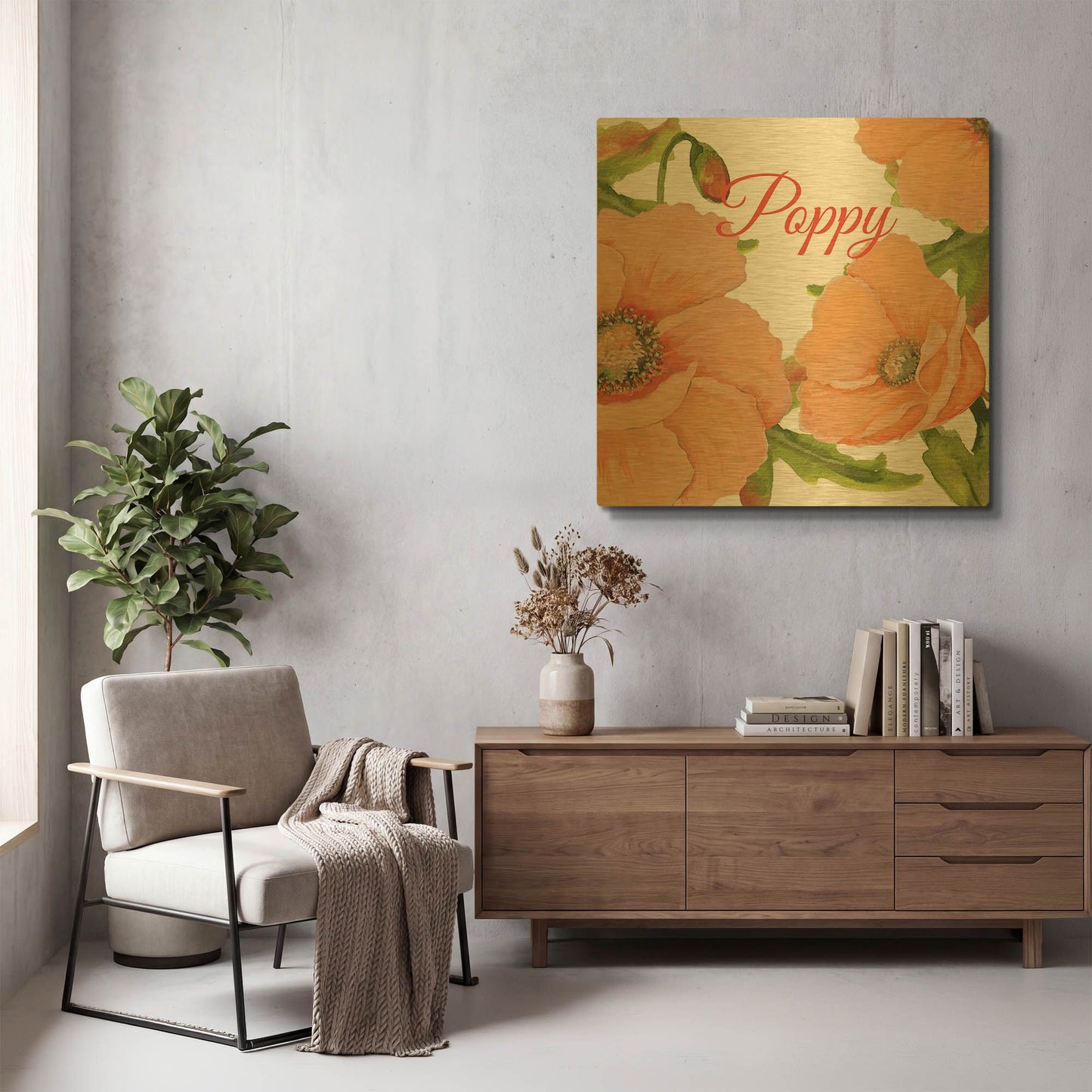 'Poppy B' By Jean Plout Gold Metal Wall Art