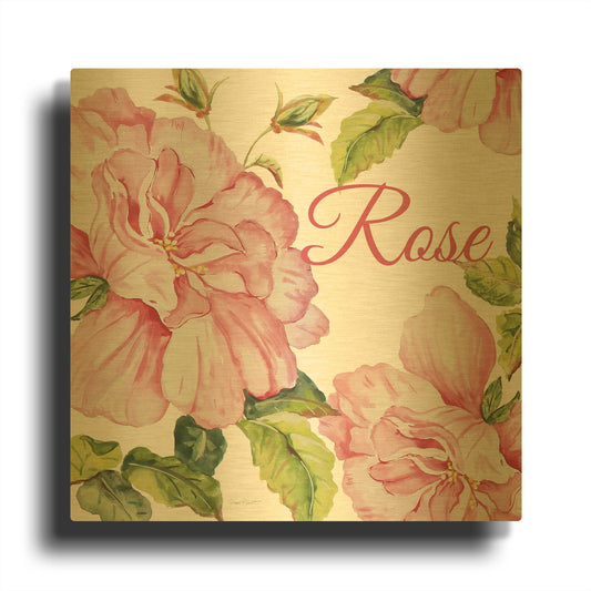 'Rose A' By Jean Plout Gold Metal Wall Art