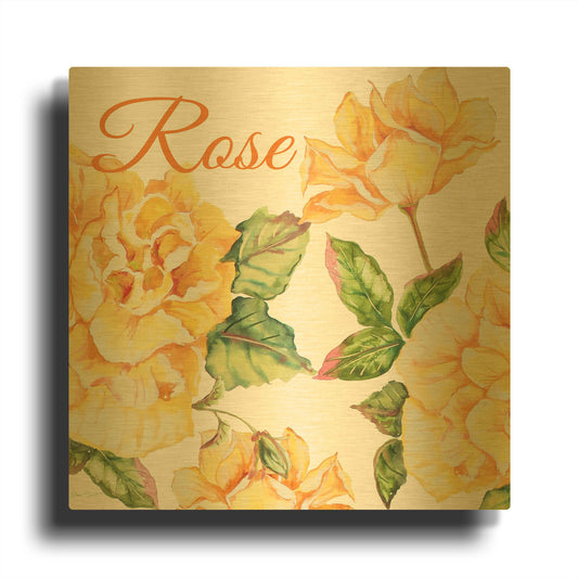 'Rose B' By Jean Plout Gold Metal Wall Art