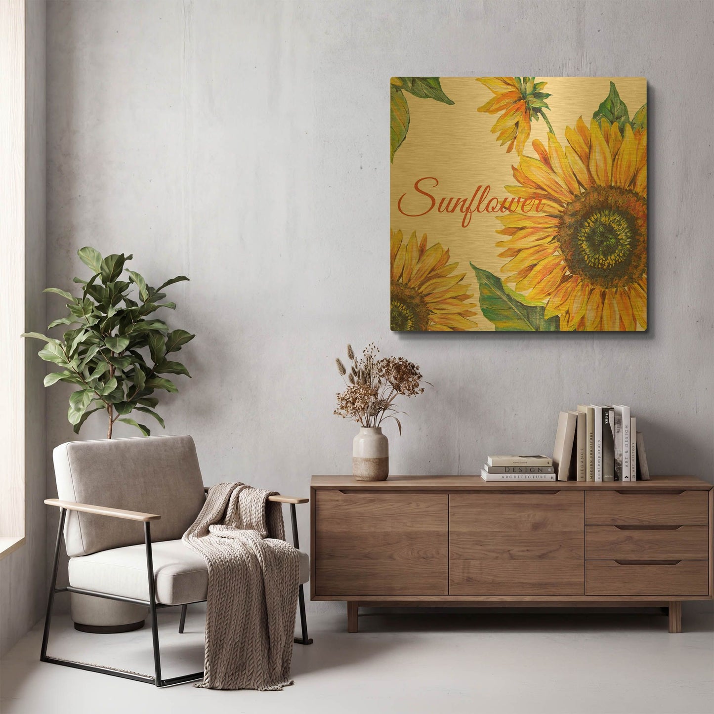 'Sunflower' By Jean Plout Gold Metal Wall Art