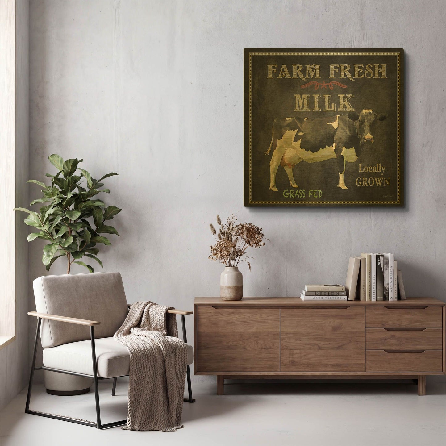 'Farm Fresh Milk' By Jean Plout Gold Metal Wall Art