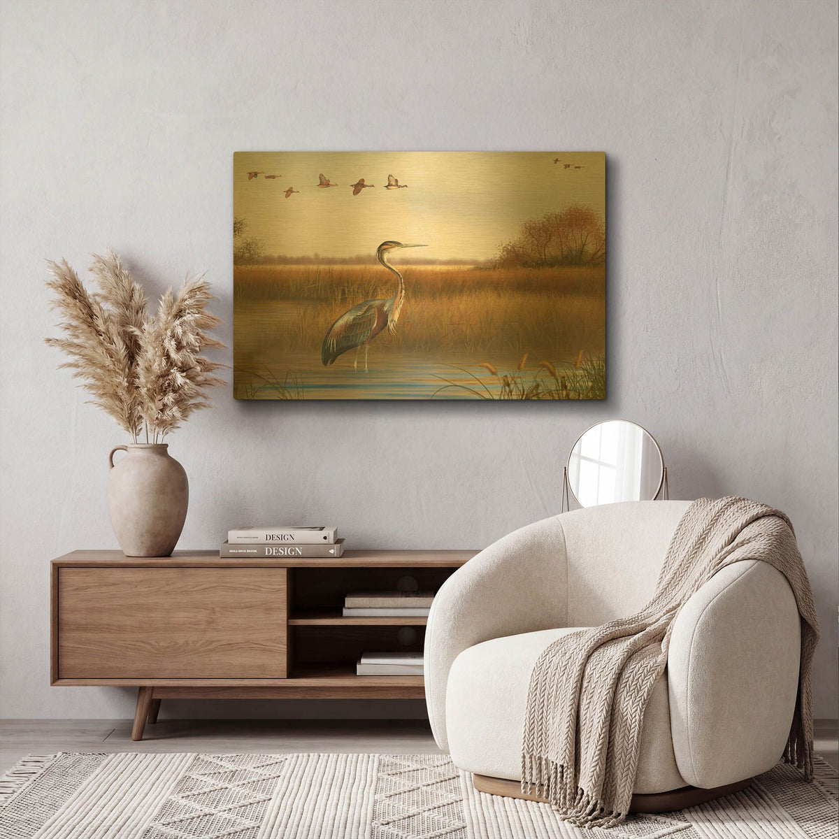 'The Great Marsh A' By Jean Plout Gold Metal Wall Art