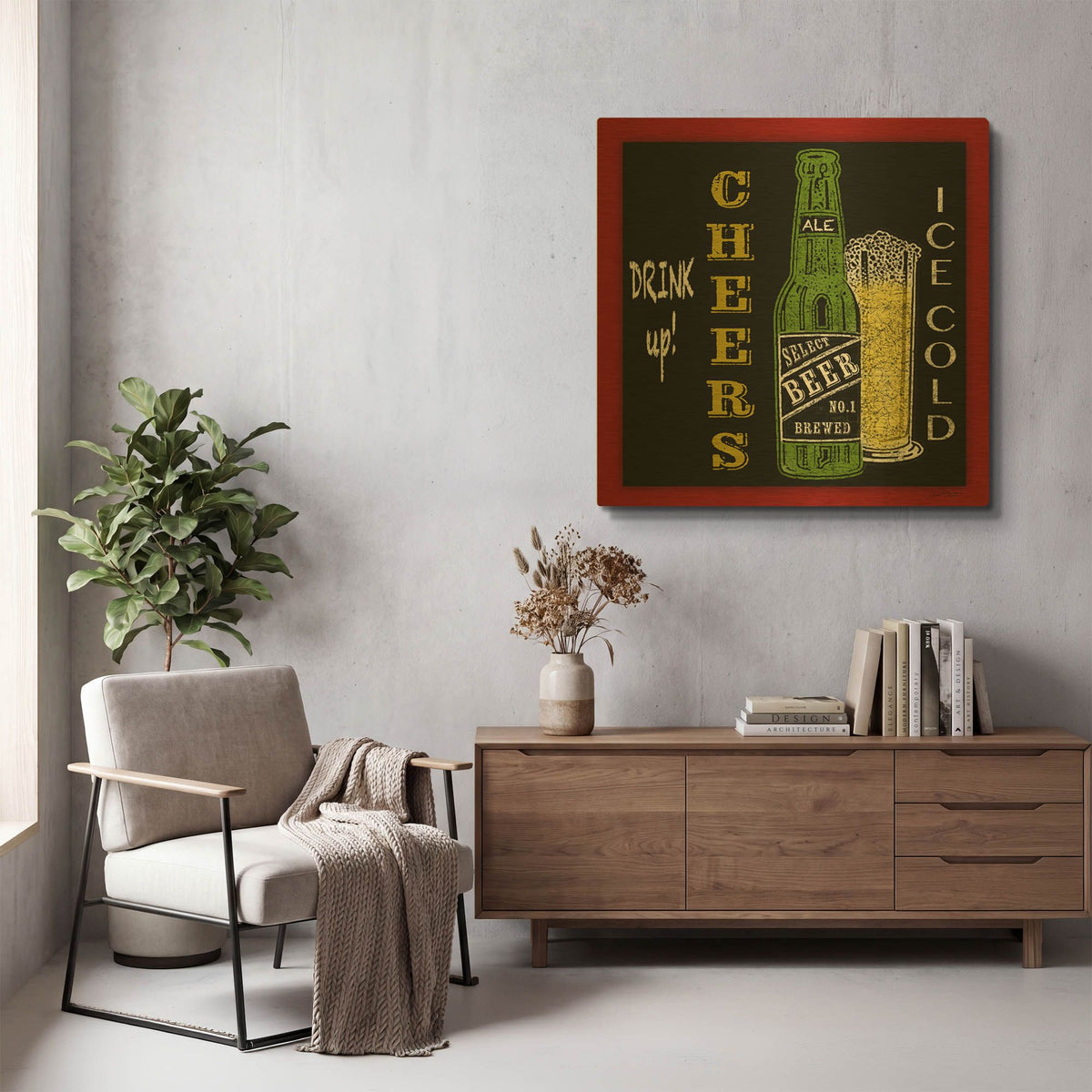 'Cheers Beer 2' By Jean Plout Gold Metal Wall Art