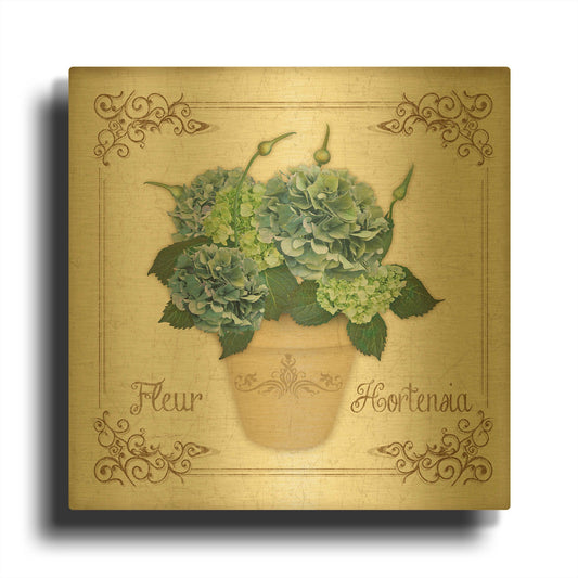 'Fleur Hortensia 2' By Jean Plout Gold Metal Wall Art