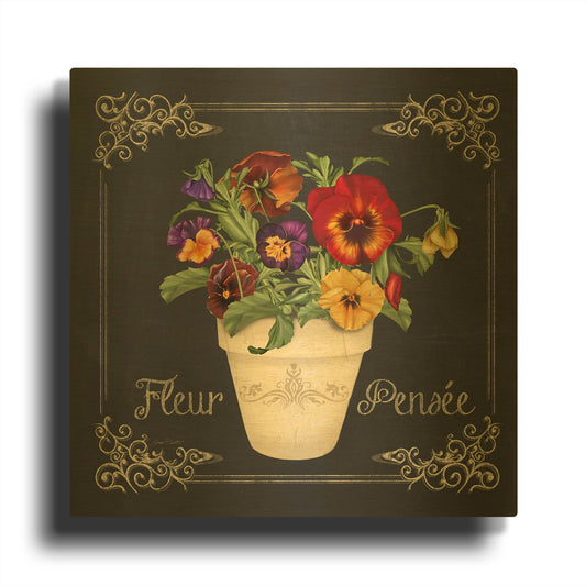 'Fleur Pensee 2' By Jean Plout Gold Metal Wall Art