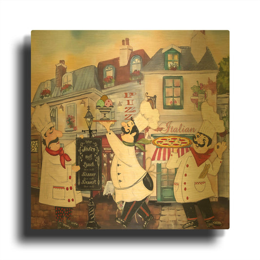 'Italian Chefs 2' By Jean Plout Gold Metal Wall Art