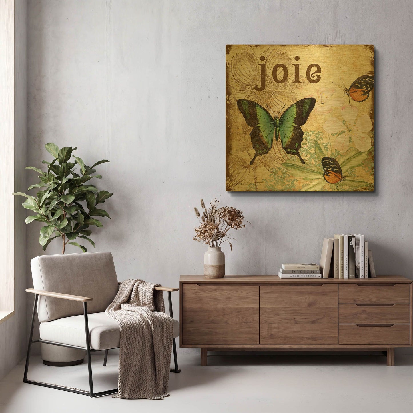 'Inspirational Butterflies 2' By Jean Plout Gold Metal Wall Art