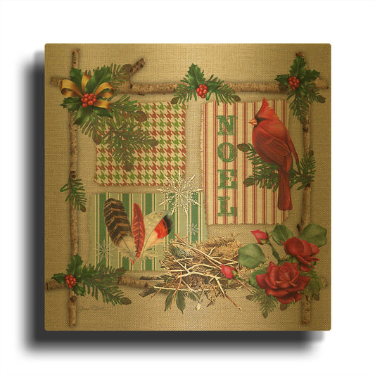 'Country Christmas 5' By Jean Plout Gold Metal Wall Art