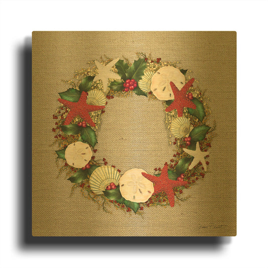 'Beachy Christmas' By Jean Plout Gold Metal Wall Art
