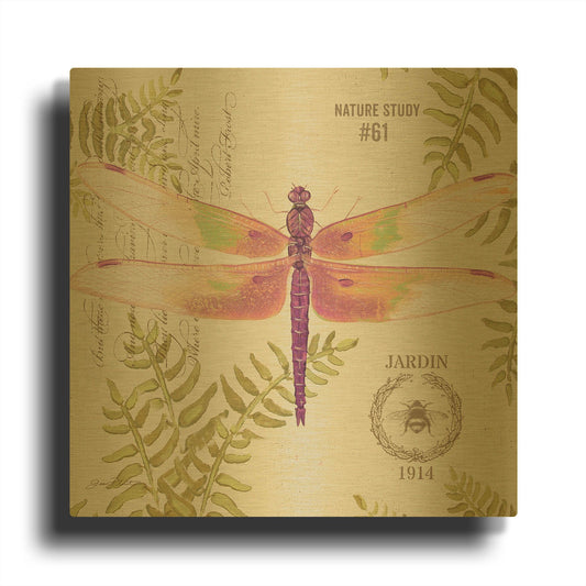 'Botanical Dragonfly 8' By Jean Plout Gold Metal Wall Art