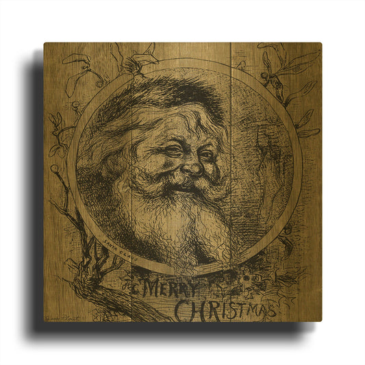 'Welcome Santa 1' By Jean Plout Gold Metal Wall Art