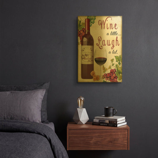 'Wine 3' By Jean Plout Gold Metal Wall Art