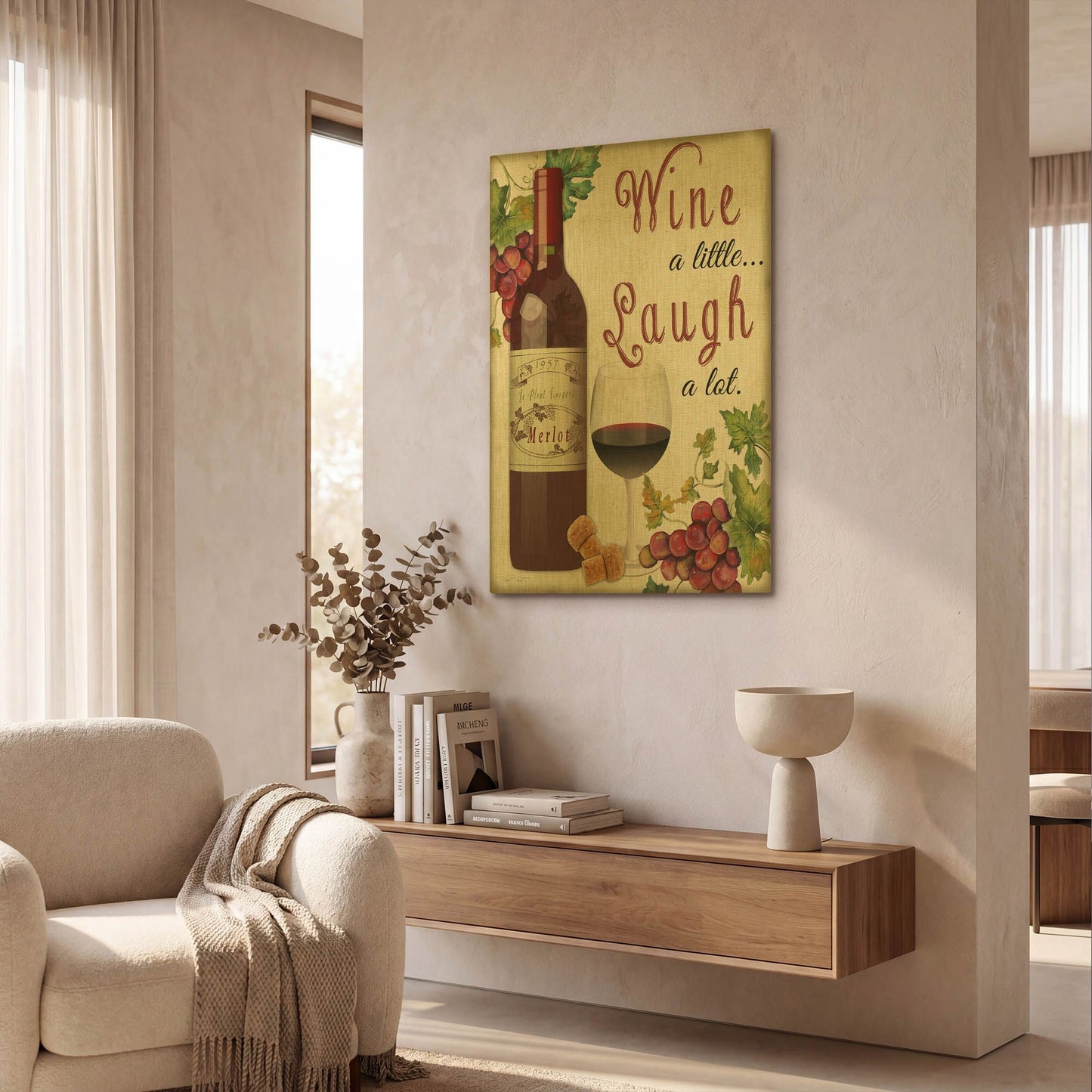 'Wine 3' By Jean Plout Gold Metal Wall Art