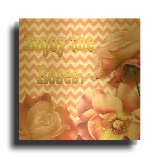 'Enjoy The Roses' By Jean Plout Gold Metal Wall Art