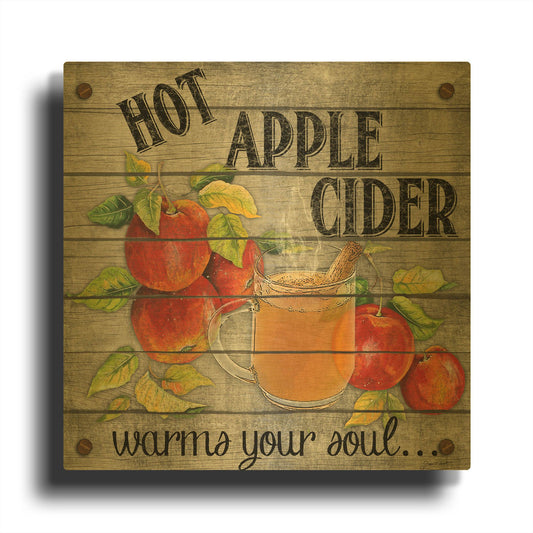 'Hot Apple Cider' By Jean Plout Gold Metal Wall Art