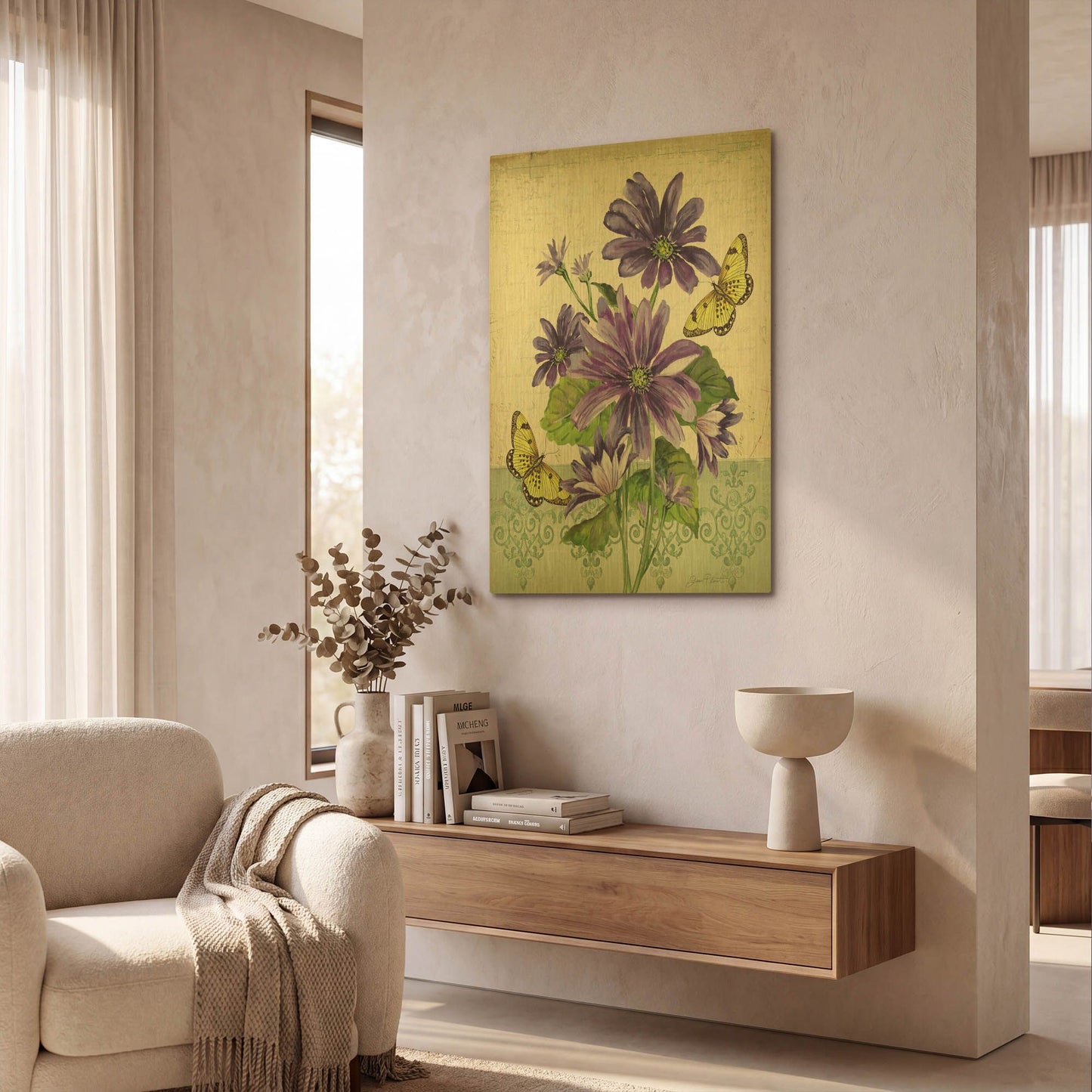'Summertime Botanicals 5' By Jean Plout Gold Metal Wall Art