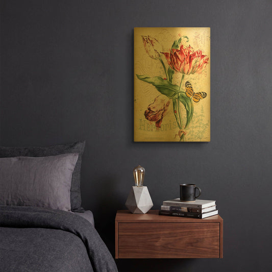 'French Florals 2' By Jean Plout Gold Metal Wall Art